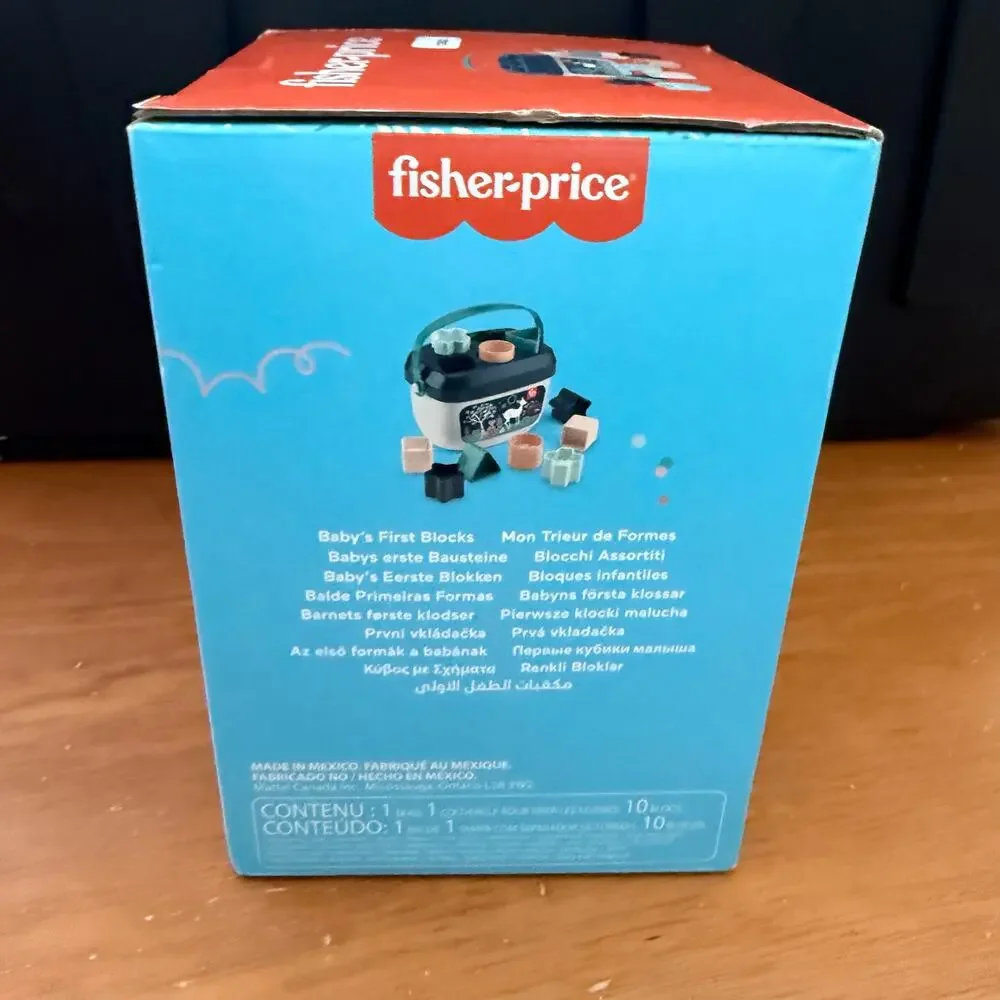 NEW Fisher-Price Baby's First Blocks Shape Sorter Toy Set Navy Blue Fawn
